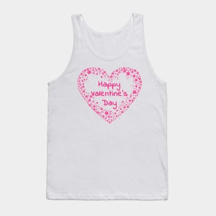 Happy Valentines Day Pink Paw Print Heart Tank Top